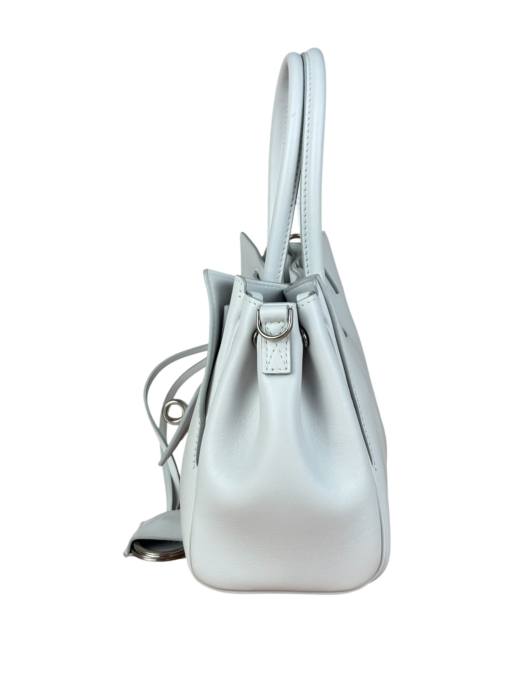 Balenciaga White Leather Bel Air Carry All Handbag
