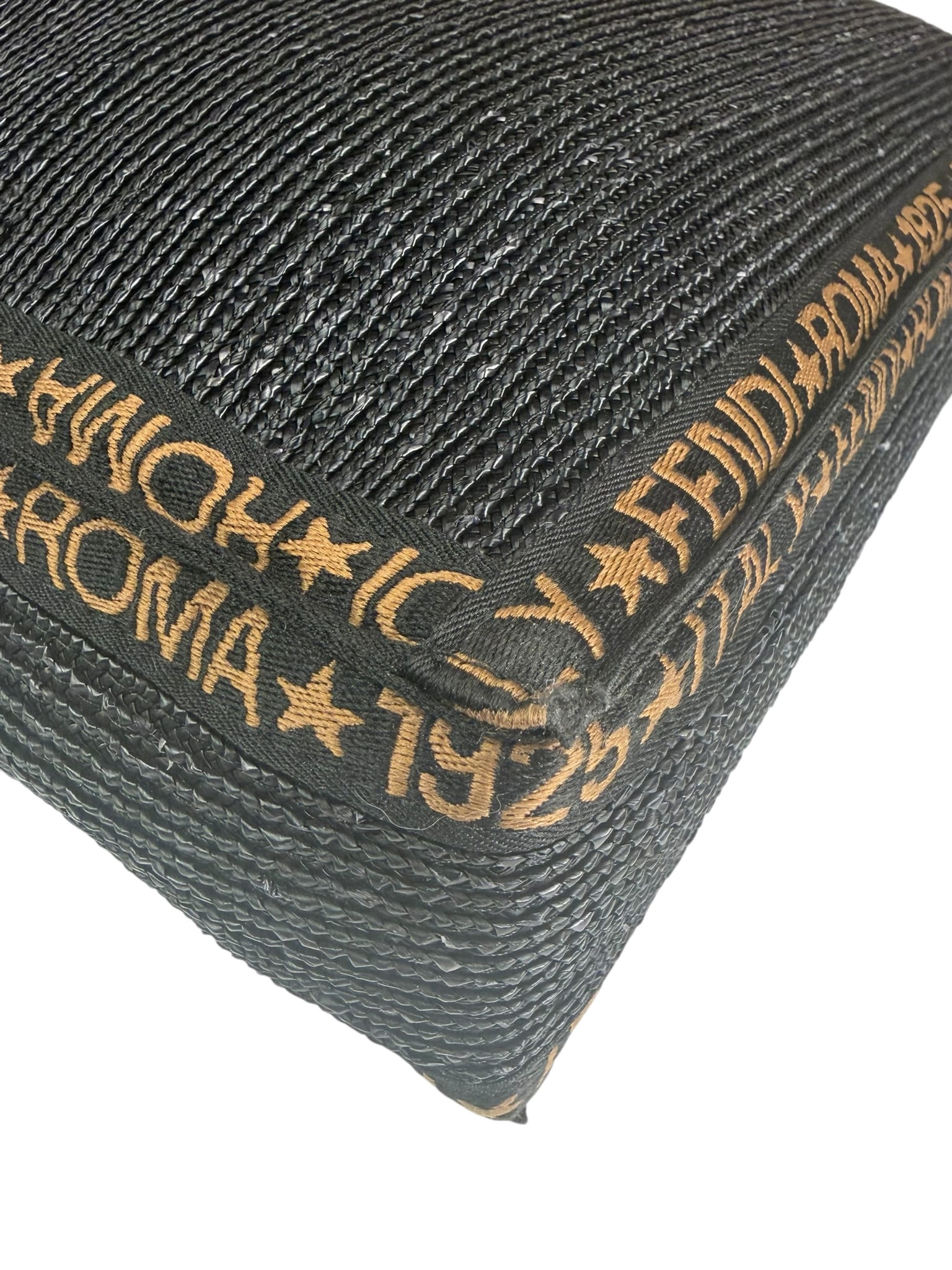 Fendi Black Straw Roma 1925 Tote