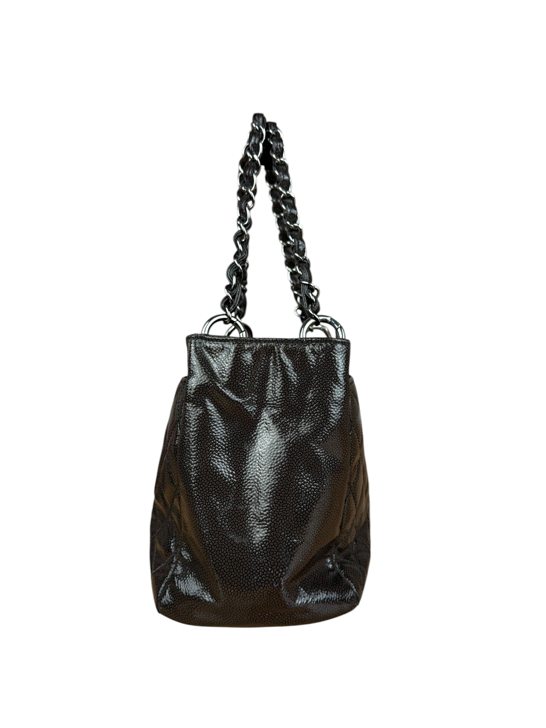 Chanel Black/Grey Textured Patent 2.55 Reissue Chain Tote