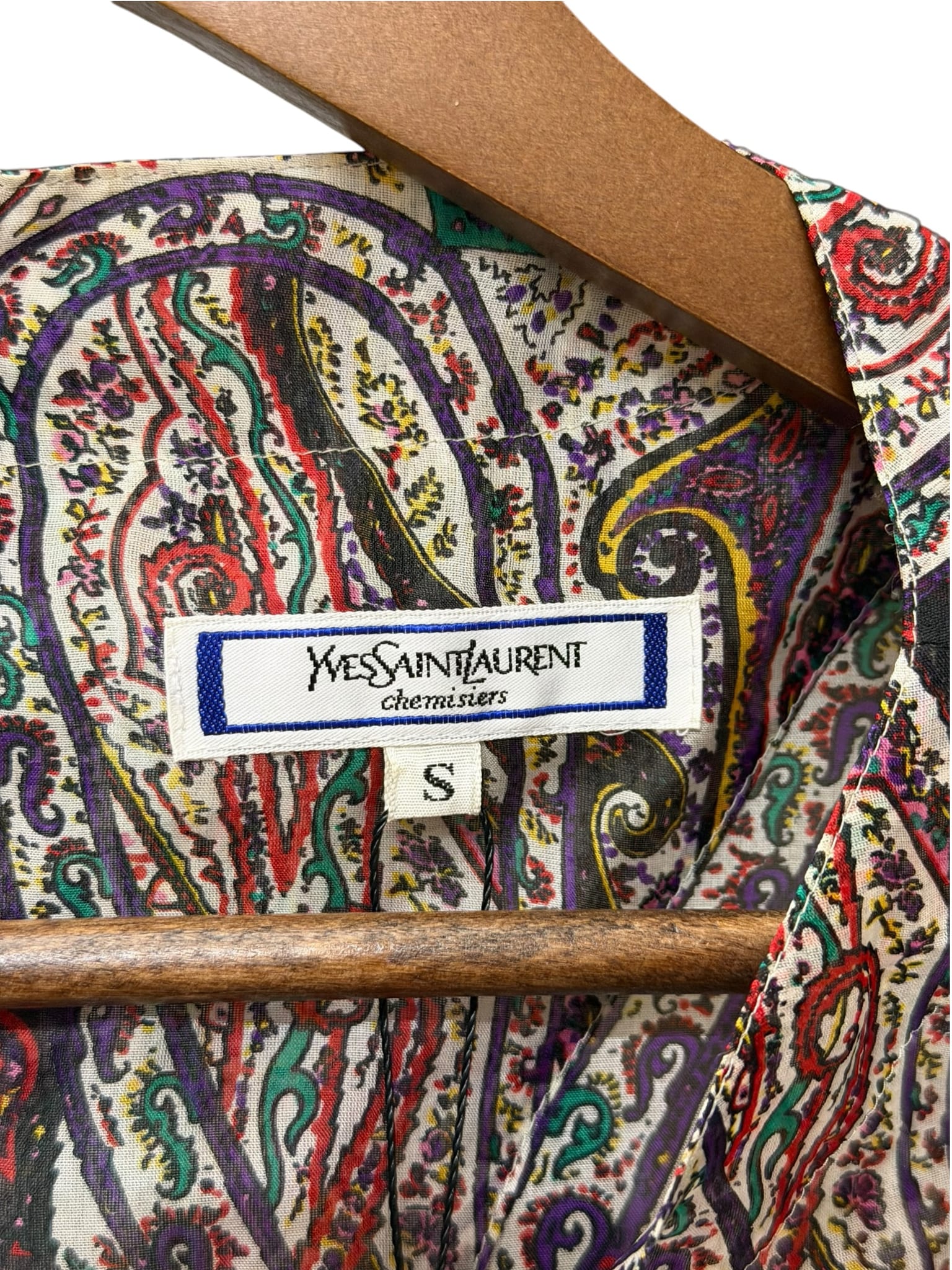1980s Yves Saint Laurent Silk Multicolor Paisley Blouse