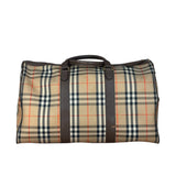 Burberry Leather House Check Boston Duffle Bag