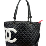 Chanel Black Quilted Leather Ligne Cambon Tote Bag 2004