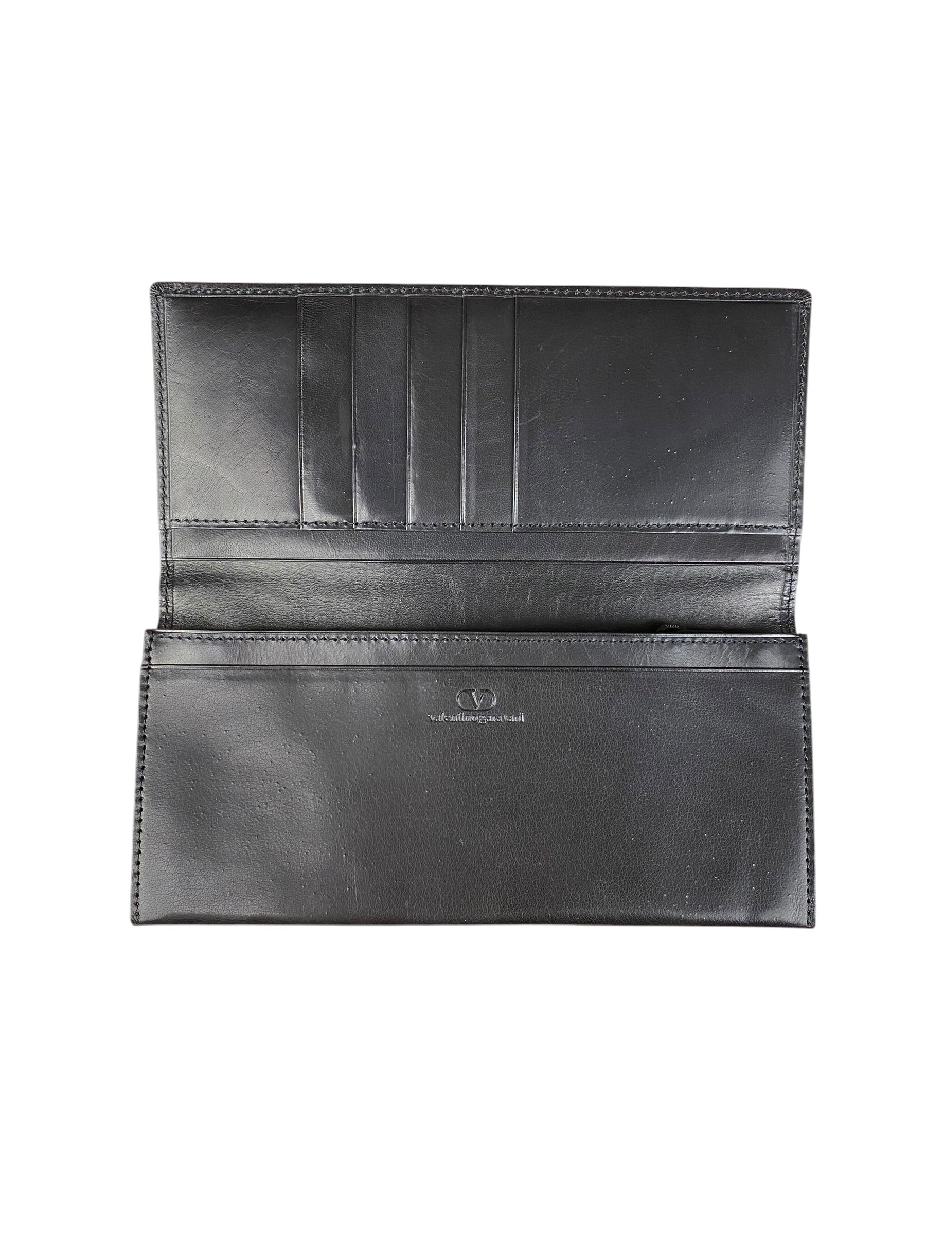 Valentino Black Leather Long Wallet