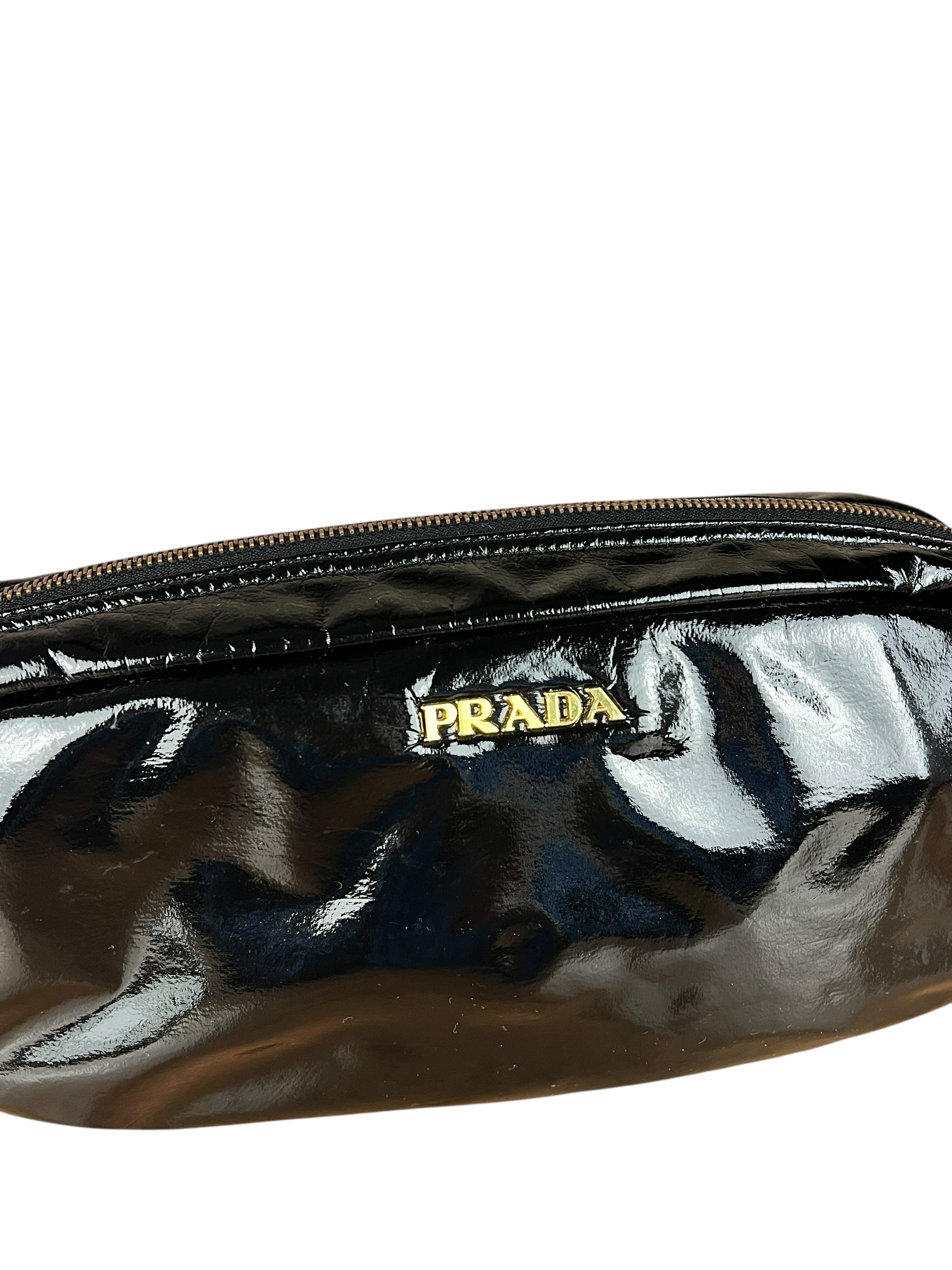 Prada Black Patent Vernice Cosmetic Pouch