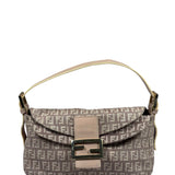 Fendi Rose Beige  Leather Trim Zucca Baguette