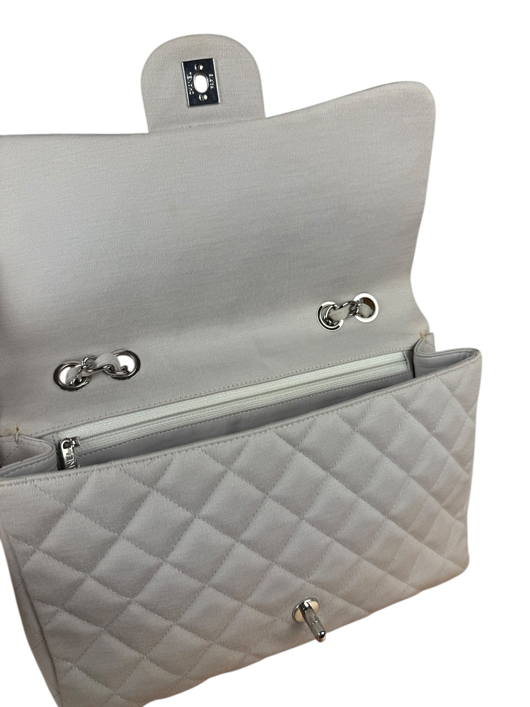 Chanel Grey Cotton M Classic Flap