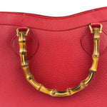 Gucci Red Leather Diana Bamboo Handle Tote