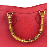 Gucci Red Leather Diana Bamboo Handle Tote