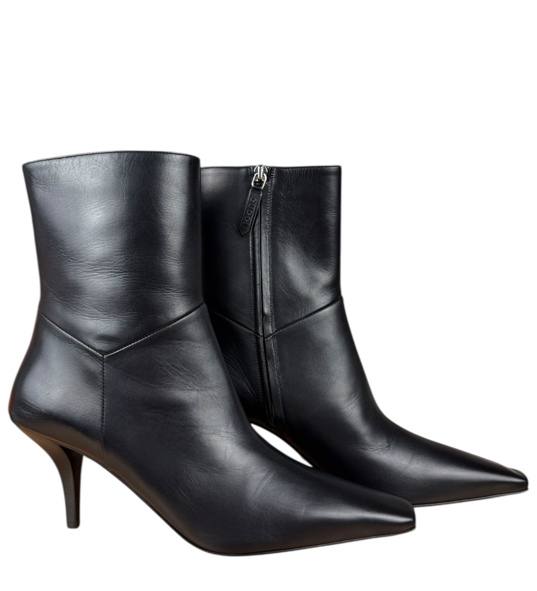 Gucci Black Leather Heel Boots