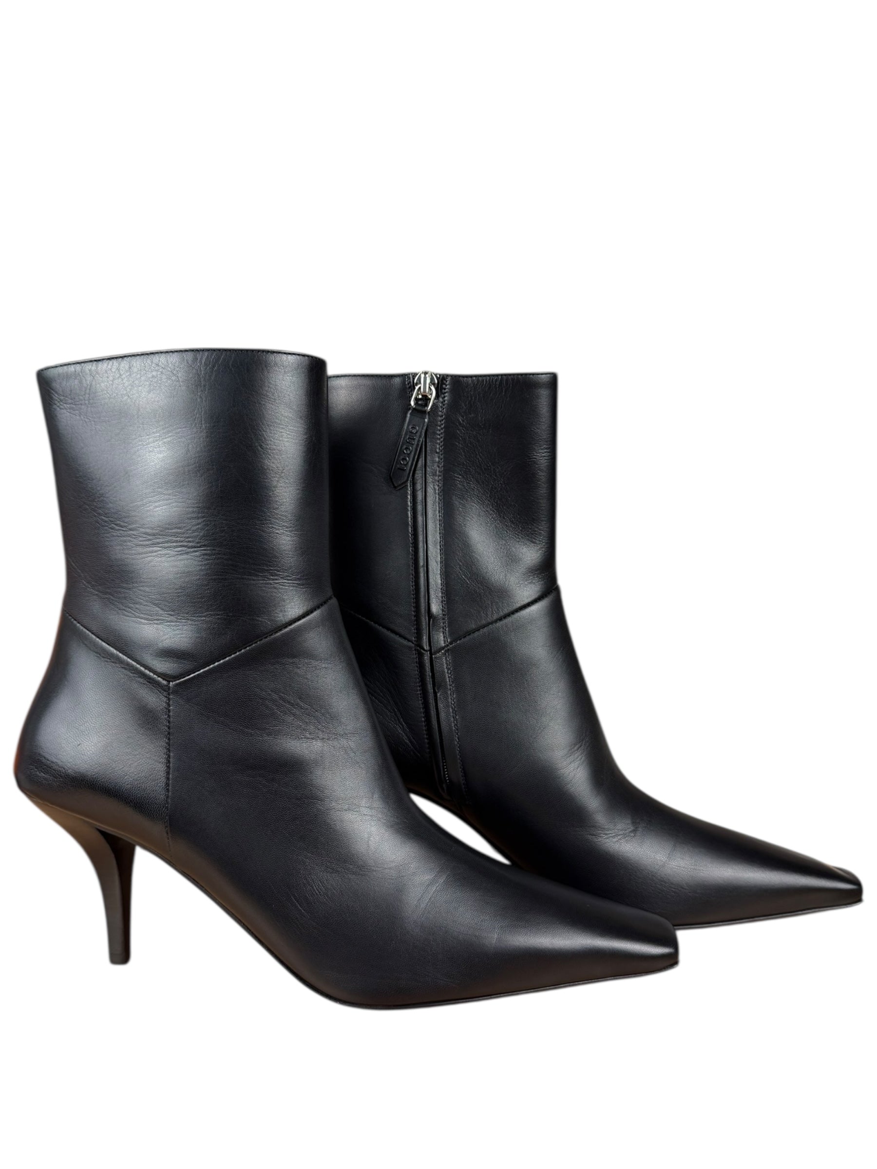 Gucci Black Leather Heel Boots