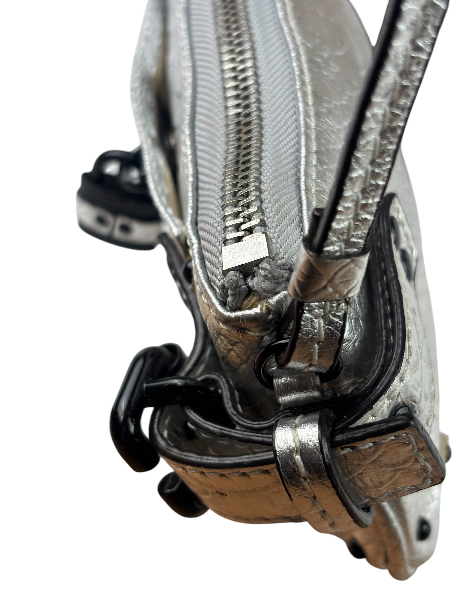 Chloe Metallic Silver Leather Paddington Pochette