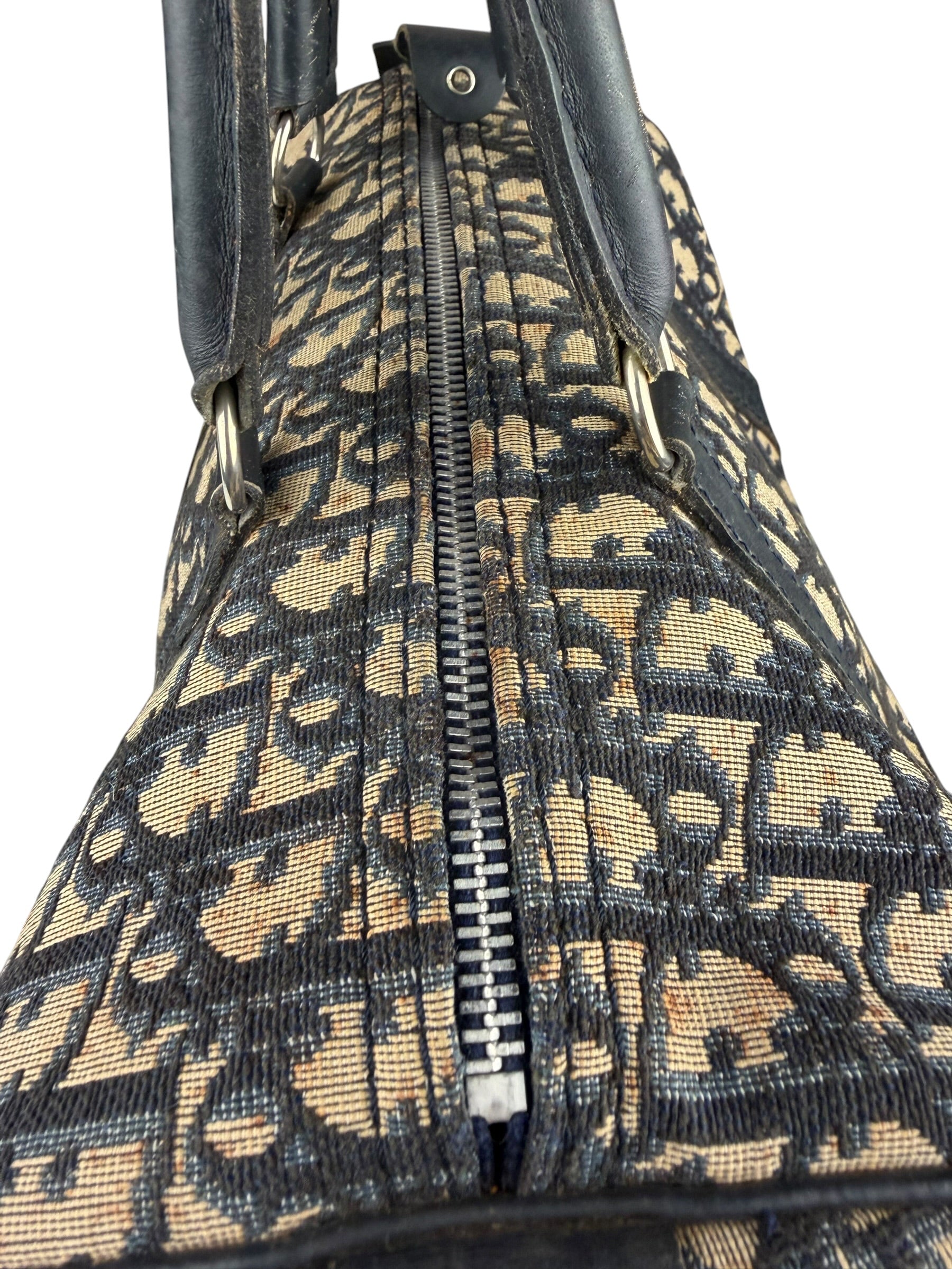 Christian Dior Vintage Canvas Monogram Trotter Oblique Boston Hand Bag
