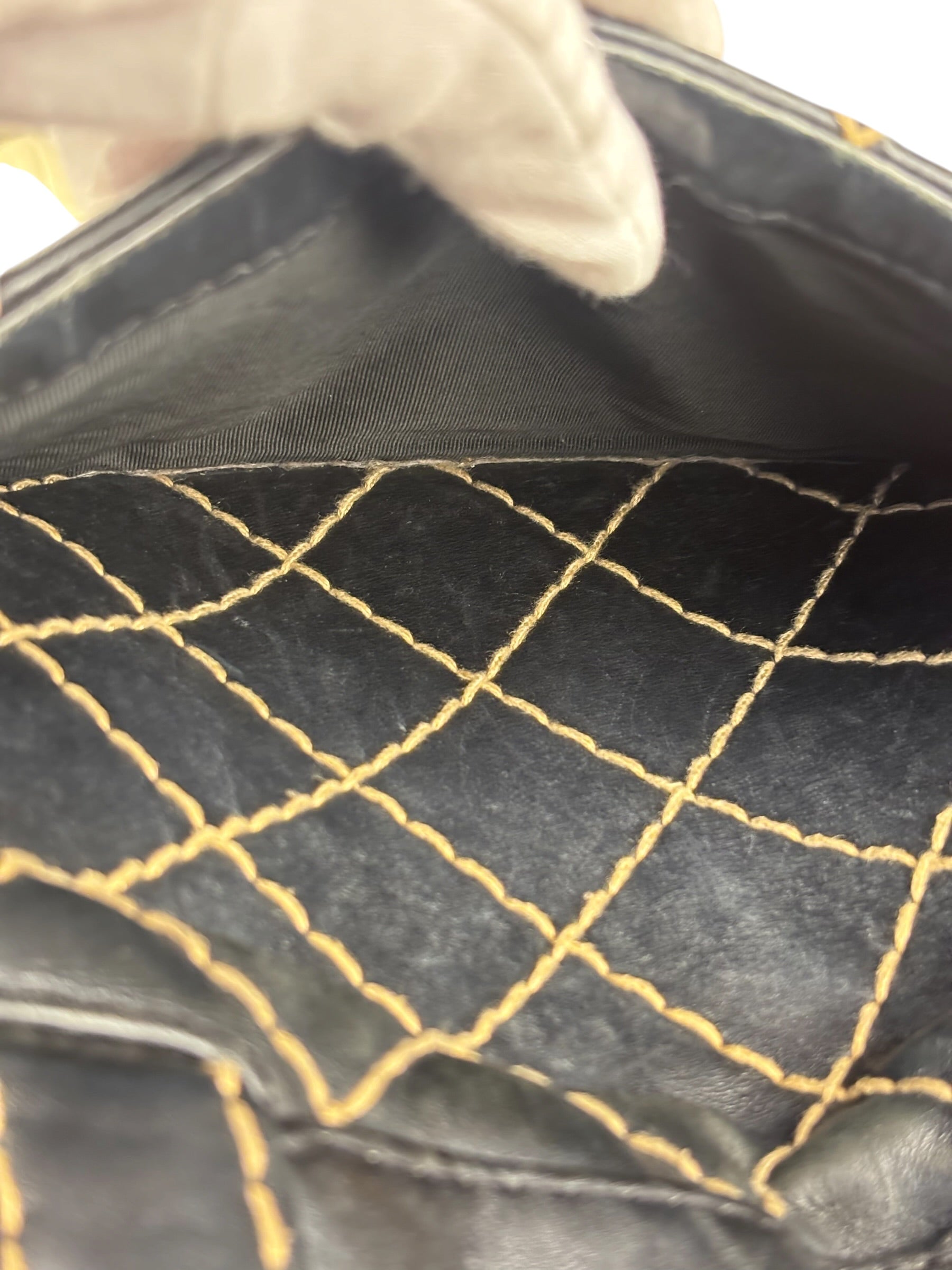 Chanel Vintage Black Leather Wild Stitch Bowler Shoulder Bag 2001
