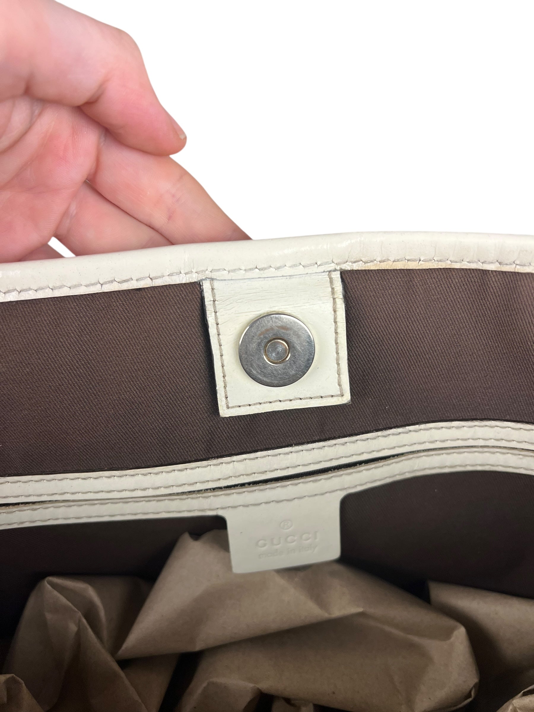 Gucci GG Joy Coated Canvas Tote Bag White/Beige