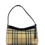 Burberry Black Leather Trim House Check Pochette