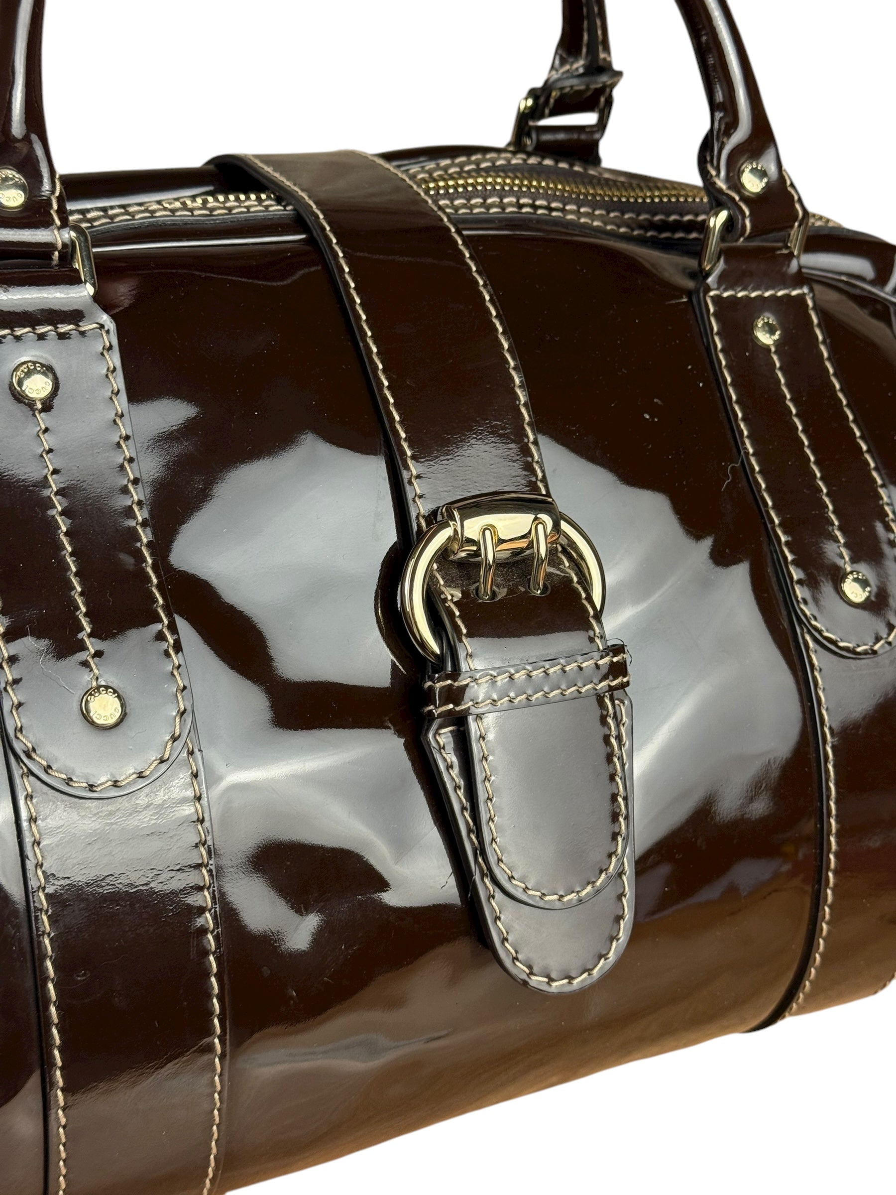 Gucci Babouska Patent Leather Boston Bag