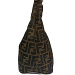 Fendi Brown Leather Trim Zucca Hobo Bag