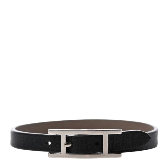 Hermes Black/Silver Behapi Leather Bracelet