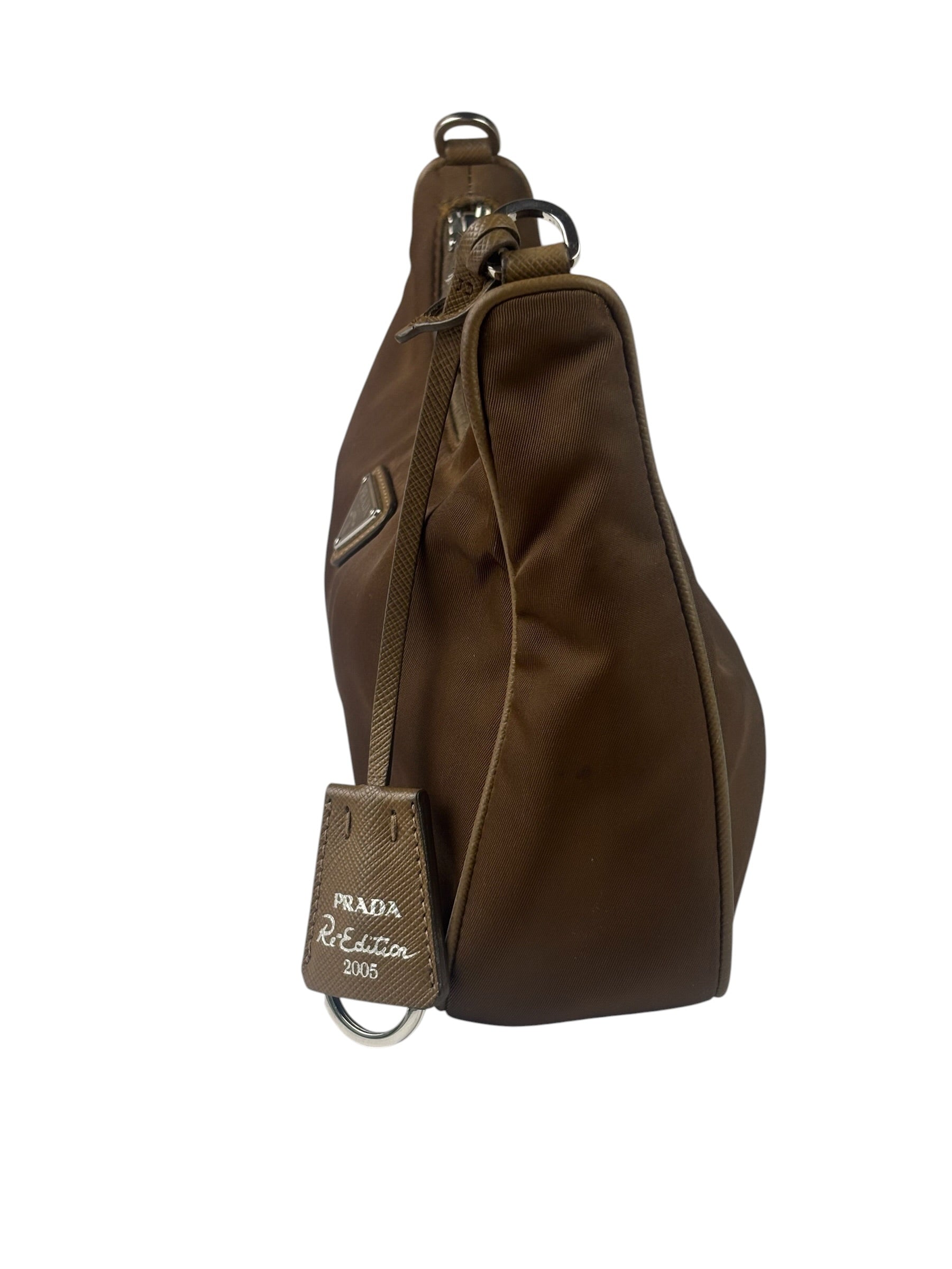 Prada Brown Nylon Pochette Shoulder Bag