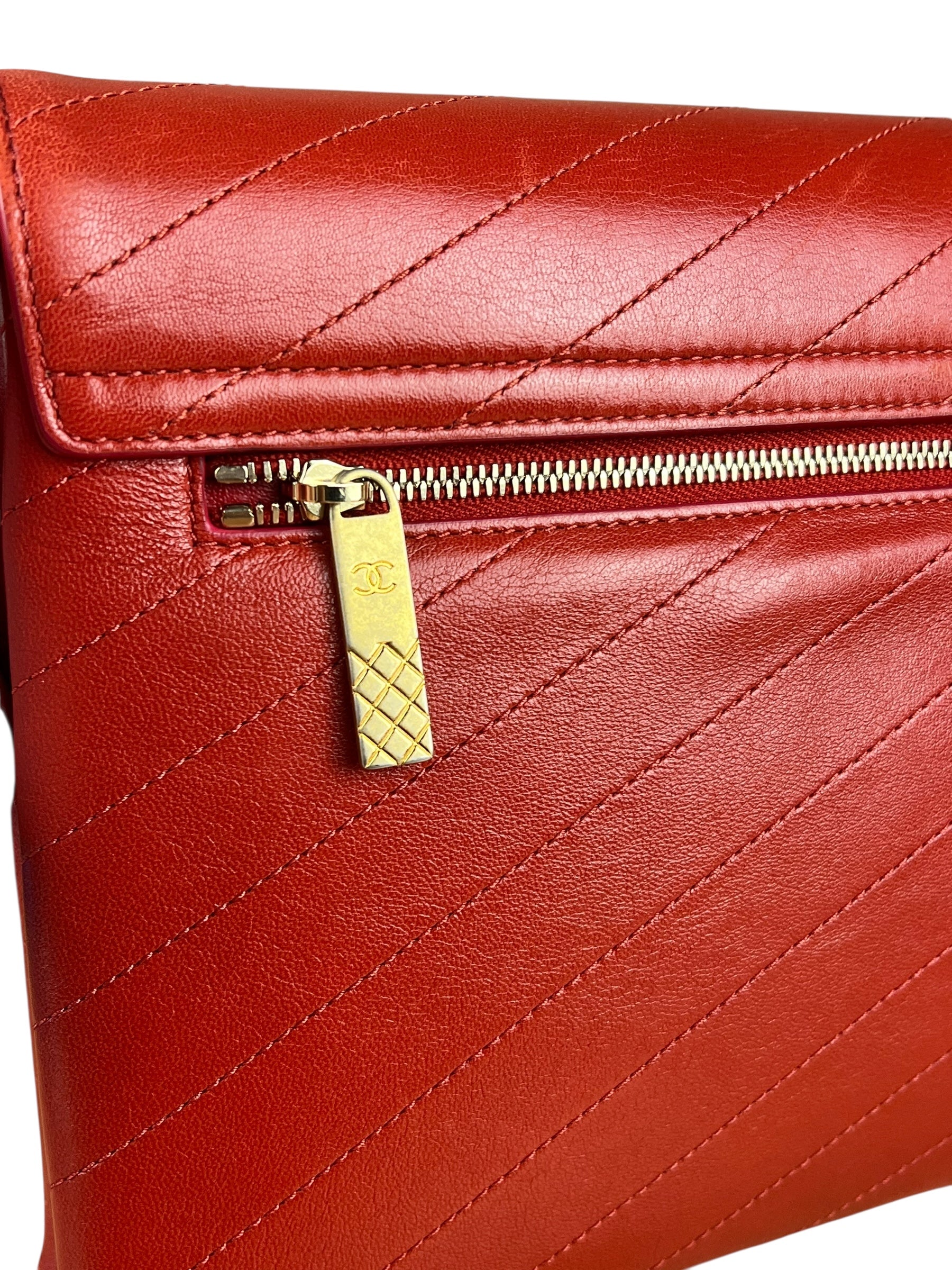 Chanel Chevron Quilted Envelope Clutch