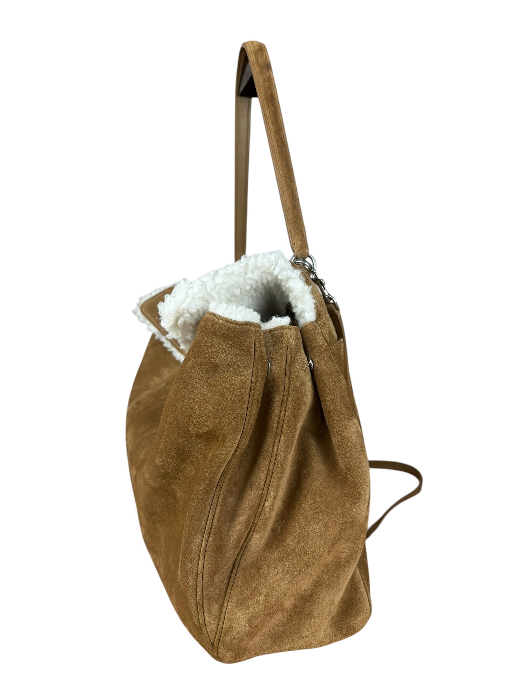 Balenciaga Rodeo Handbag Suede/Fleece Brown