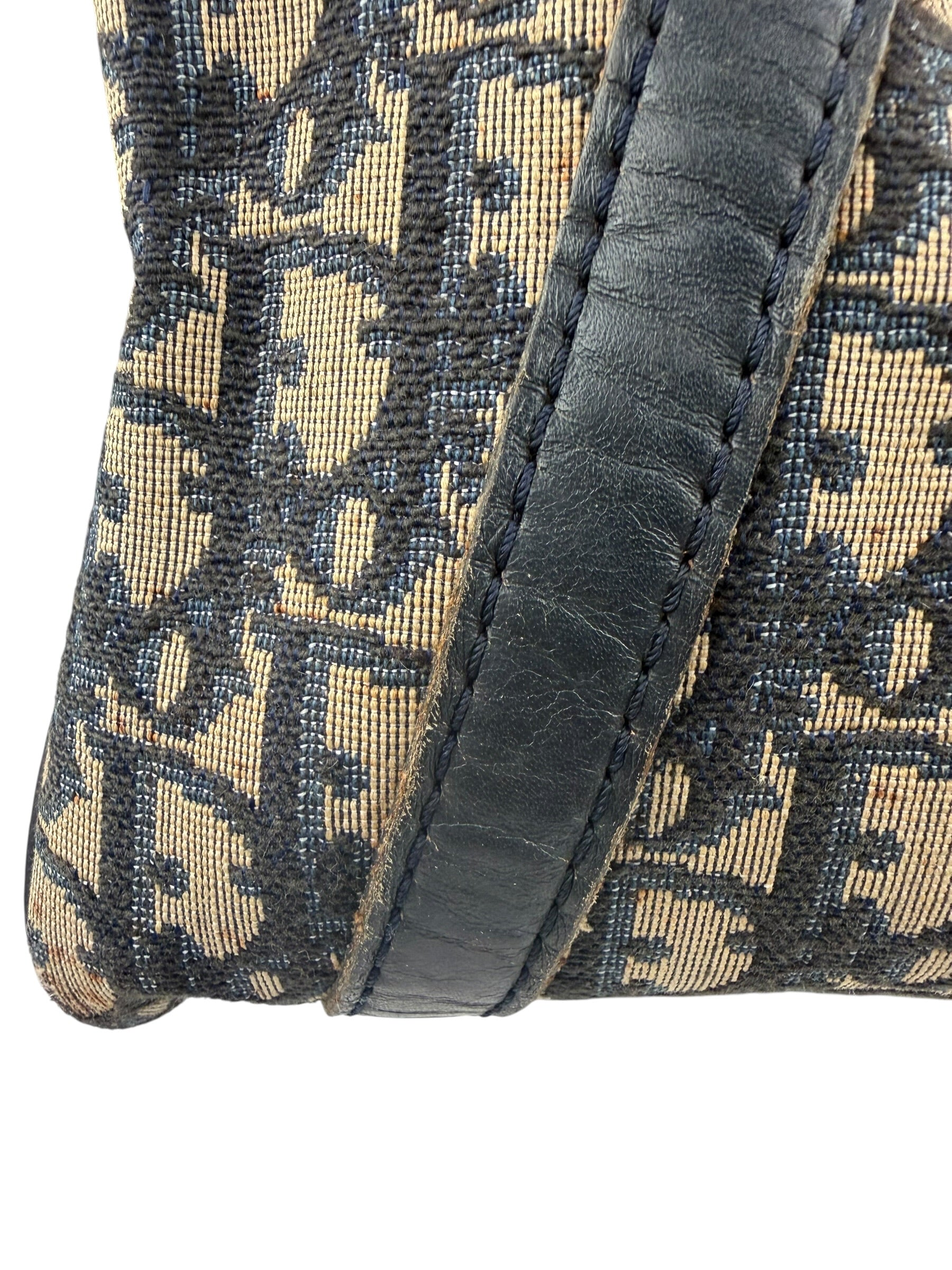 Christian Dior Vintage Canvas Monogram Trotter Oblique Boston Hand Bag