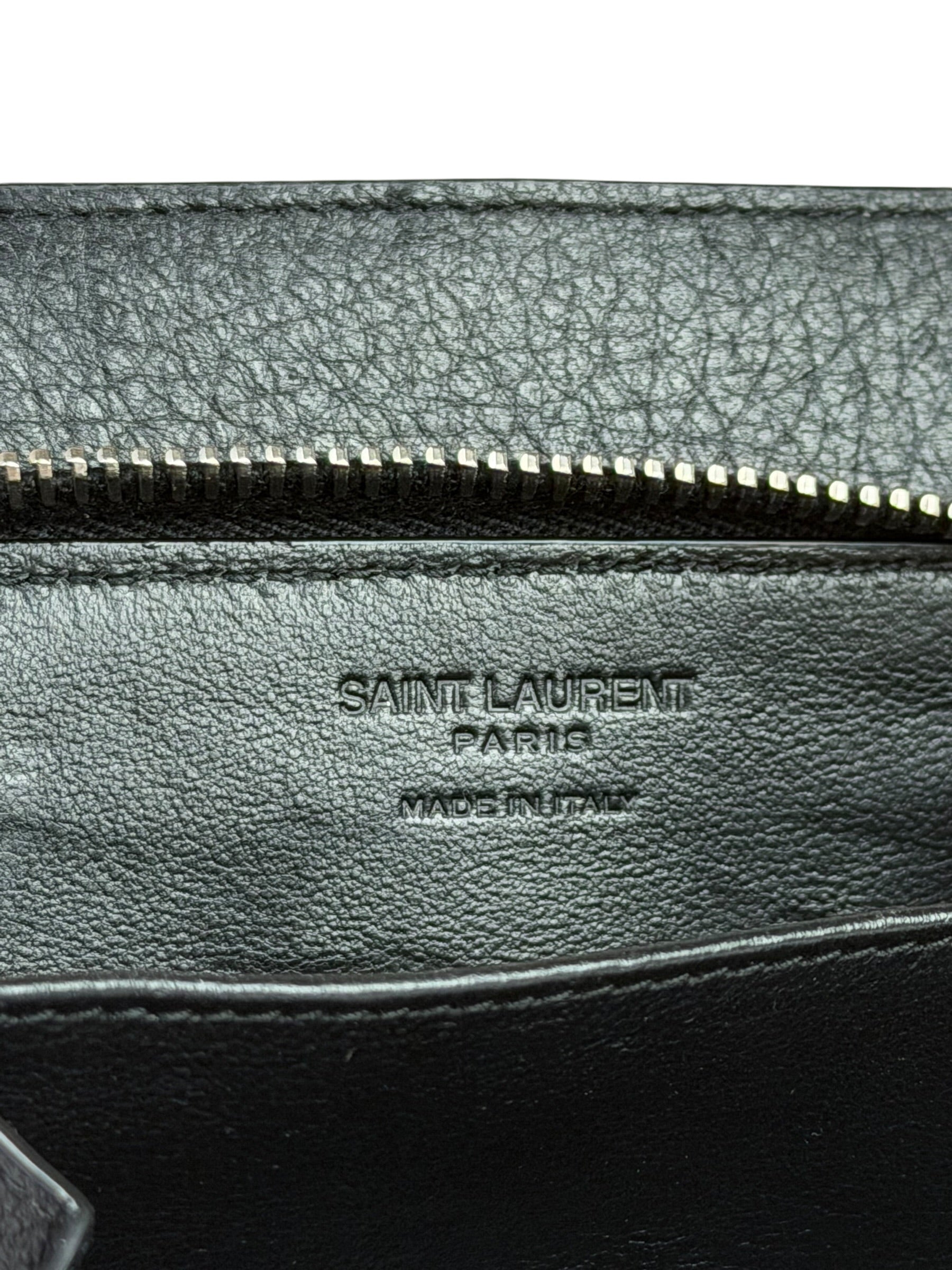 Yves Saint Laurent Black Leather Paris Lanyard Wallet