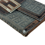 Fendi Vintage Leather Trim FF Zucca Long Wallet