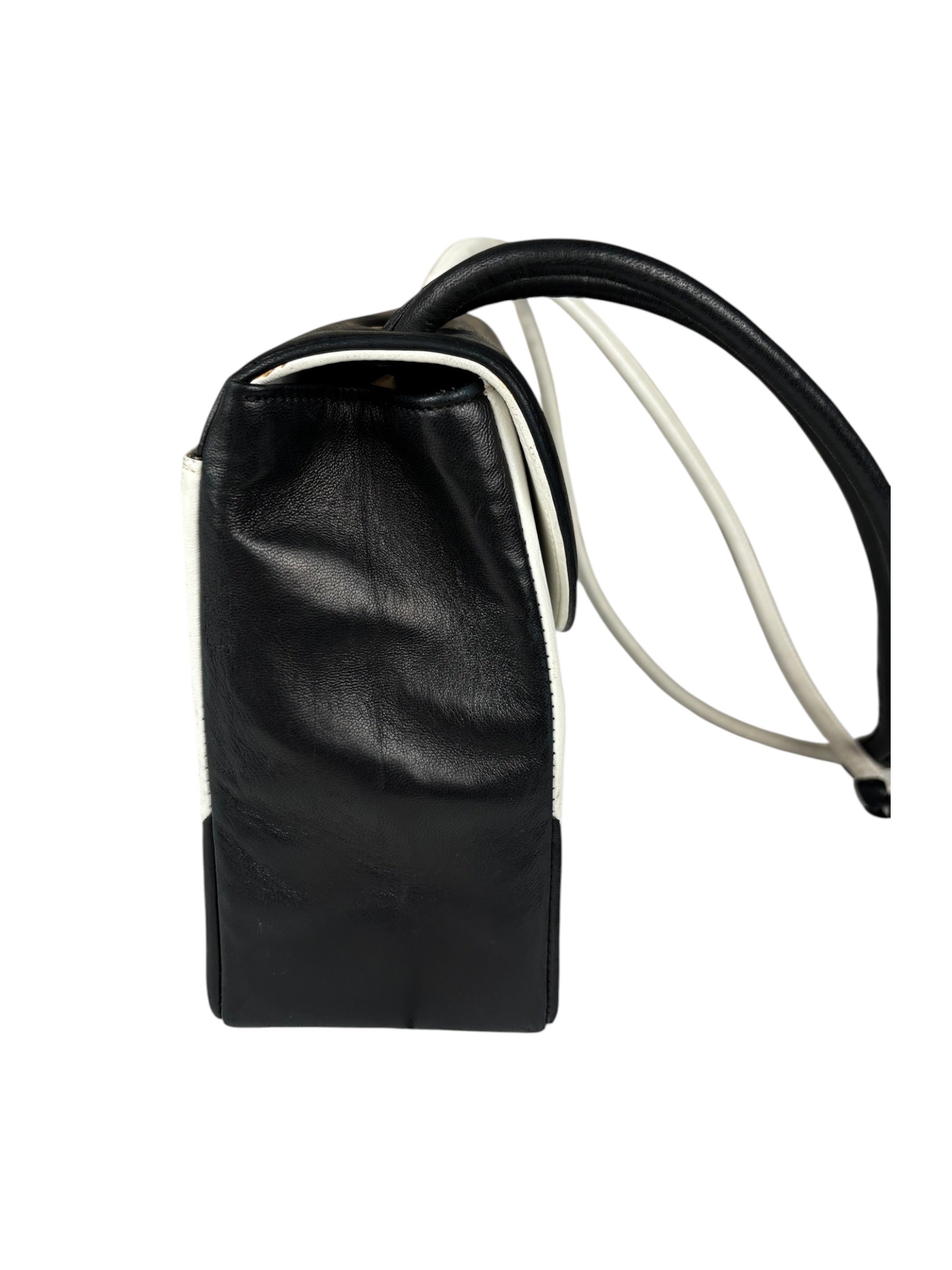 Chanel Black/White Leather Shoulder/Tote Bag 2017