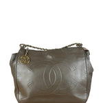 Chanel CC Grey Leather Chain Hobo Bag '89-'91