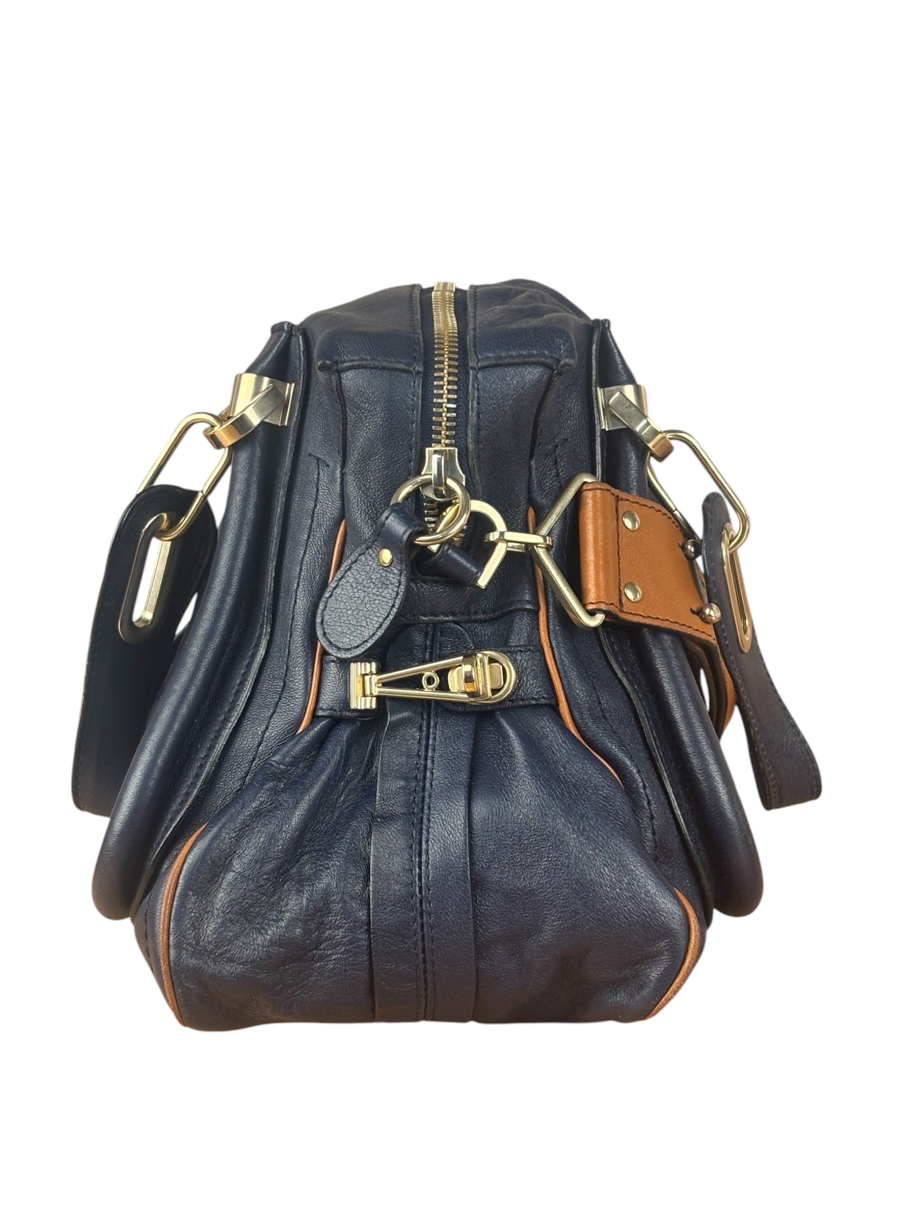 Chloe Night Blue Leather Medium Paraty Military Hand/Shoulder Bag