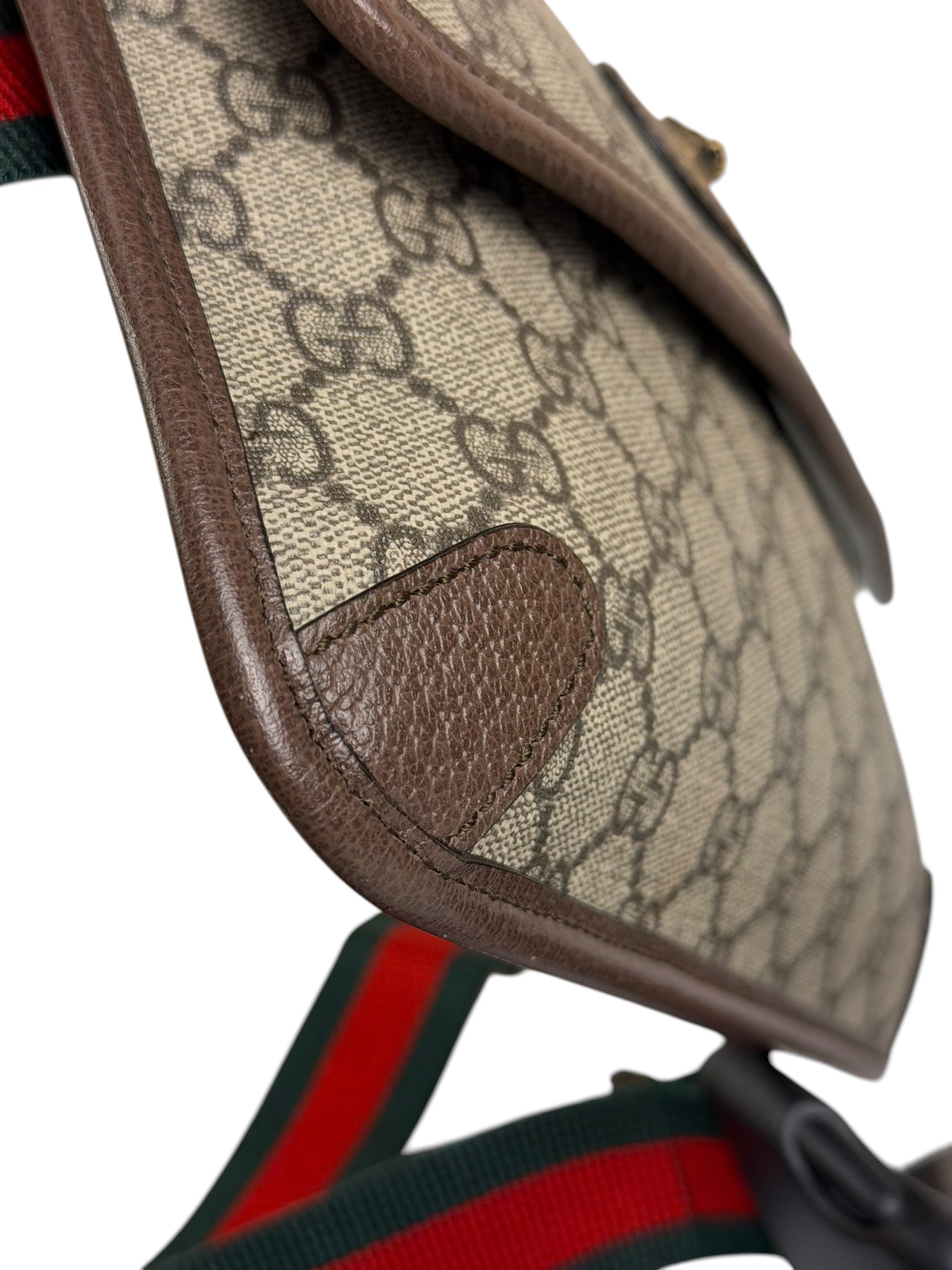 Gucci Vintage Brown Leather Trim Neo Supreme Belt Bag