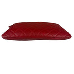 Chanel Vintage Red Leather Classics O-Case Clutch 1992