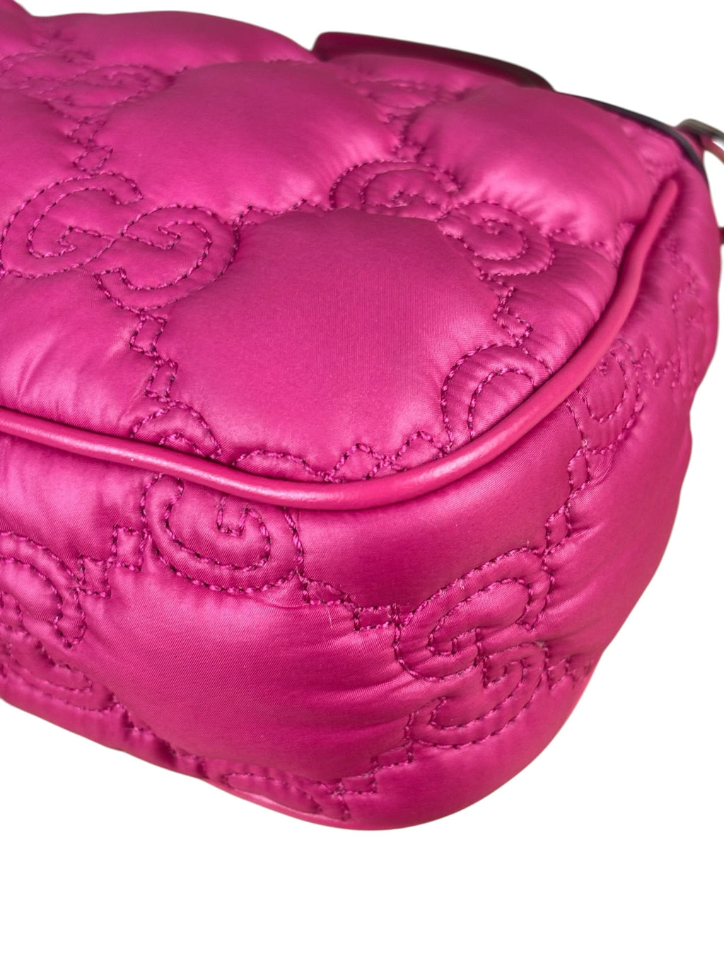 Gucci Pink Leather Trim/Nylon GG Matelasse Shoulder Bag