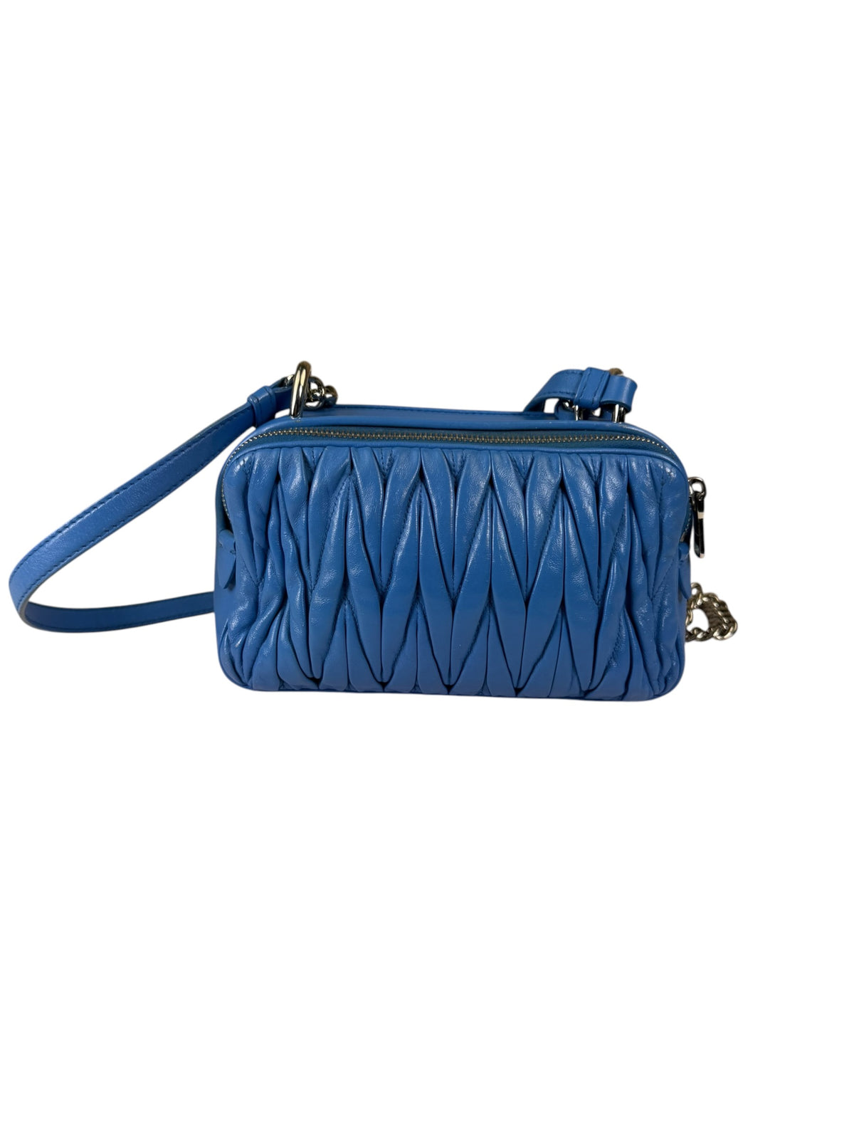 Miu Miu Blue Matelassè Leather Crossbody Bag