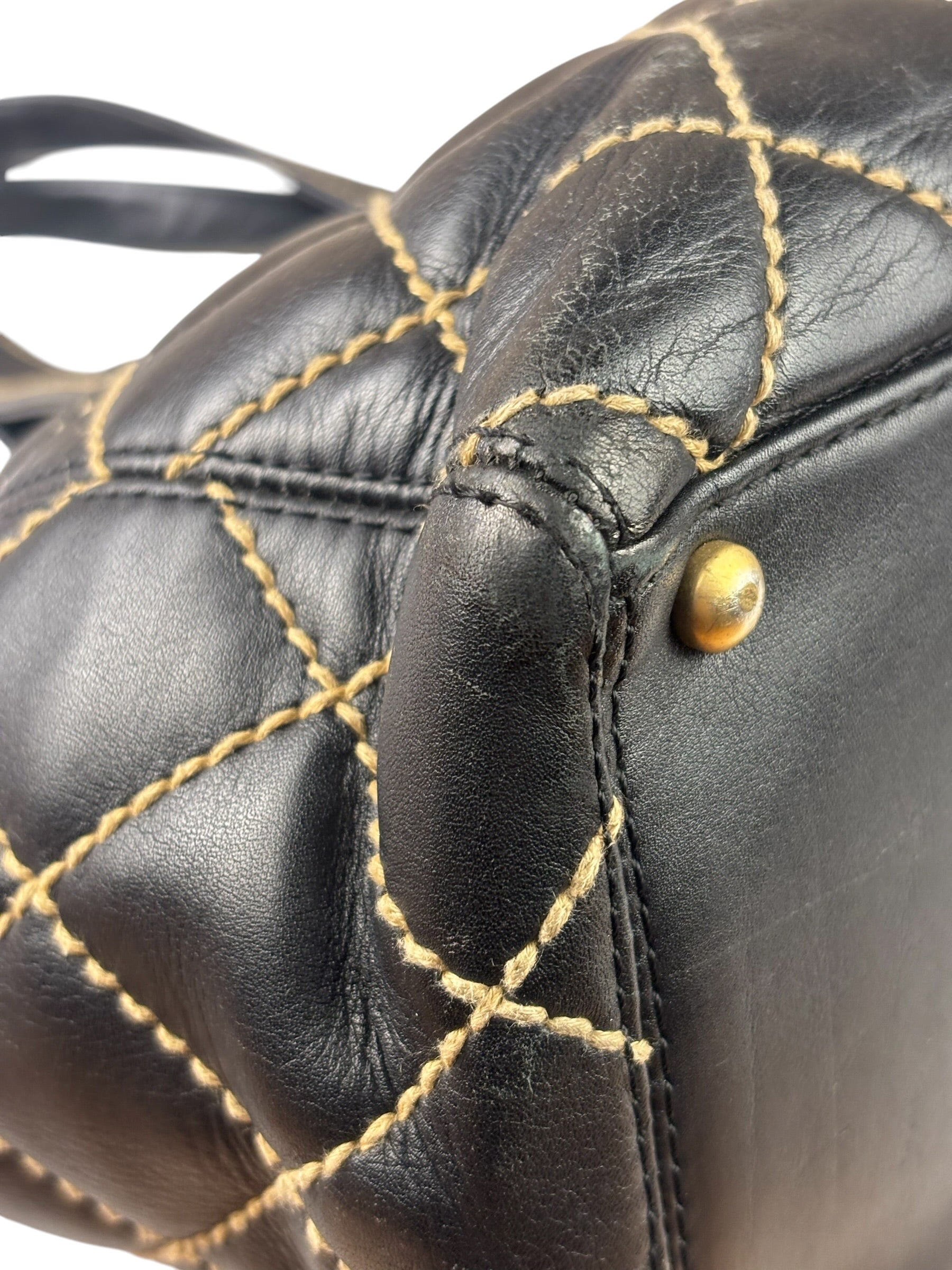 Chanel Black Leather Wild Stitch Surpique Tote 2005