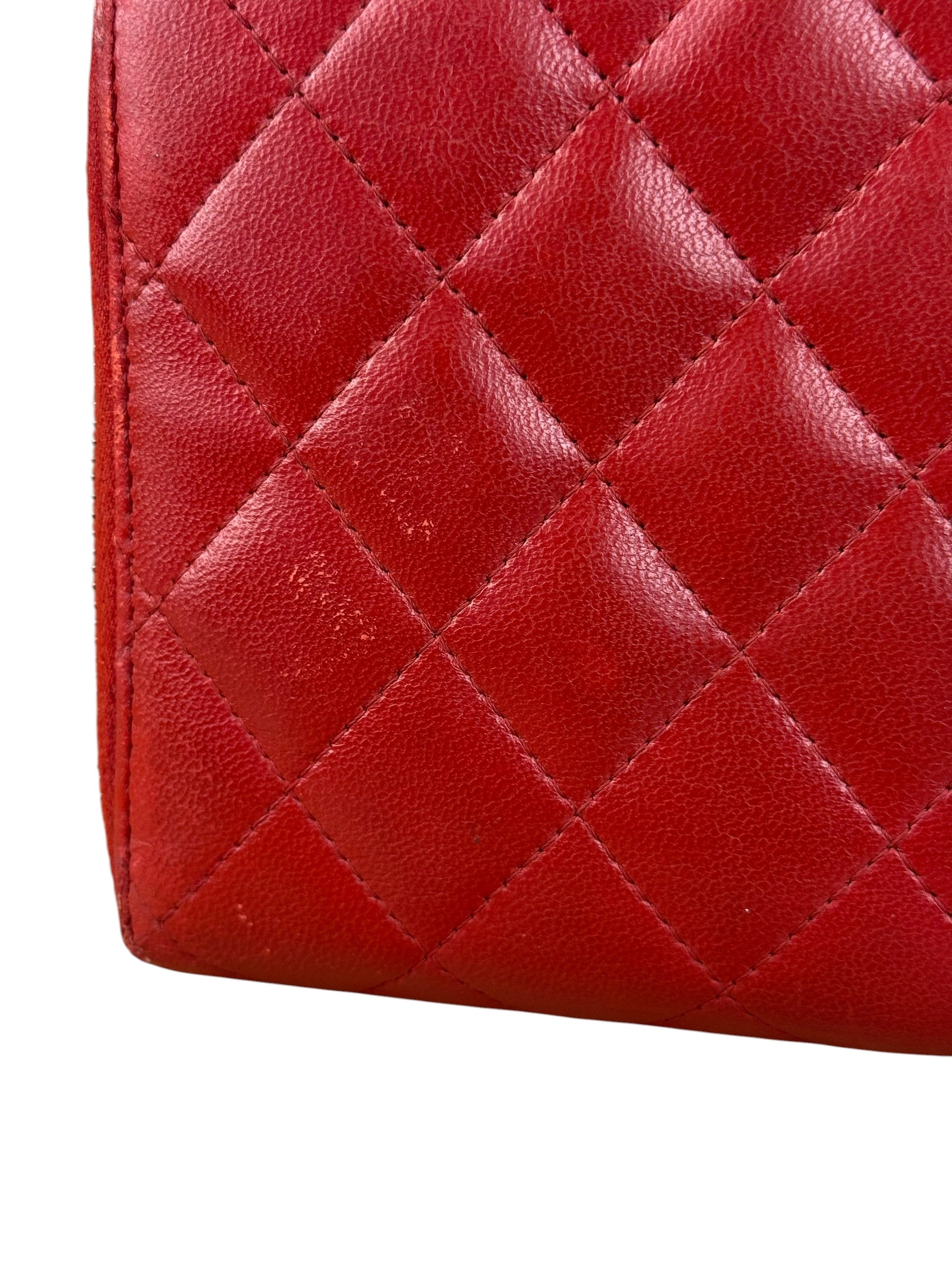 Chanel Red Quilted Leather Long Organizer Wallet 2010