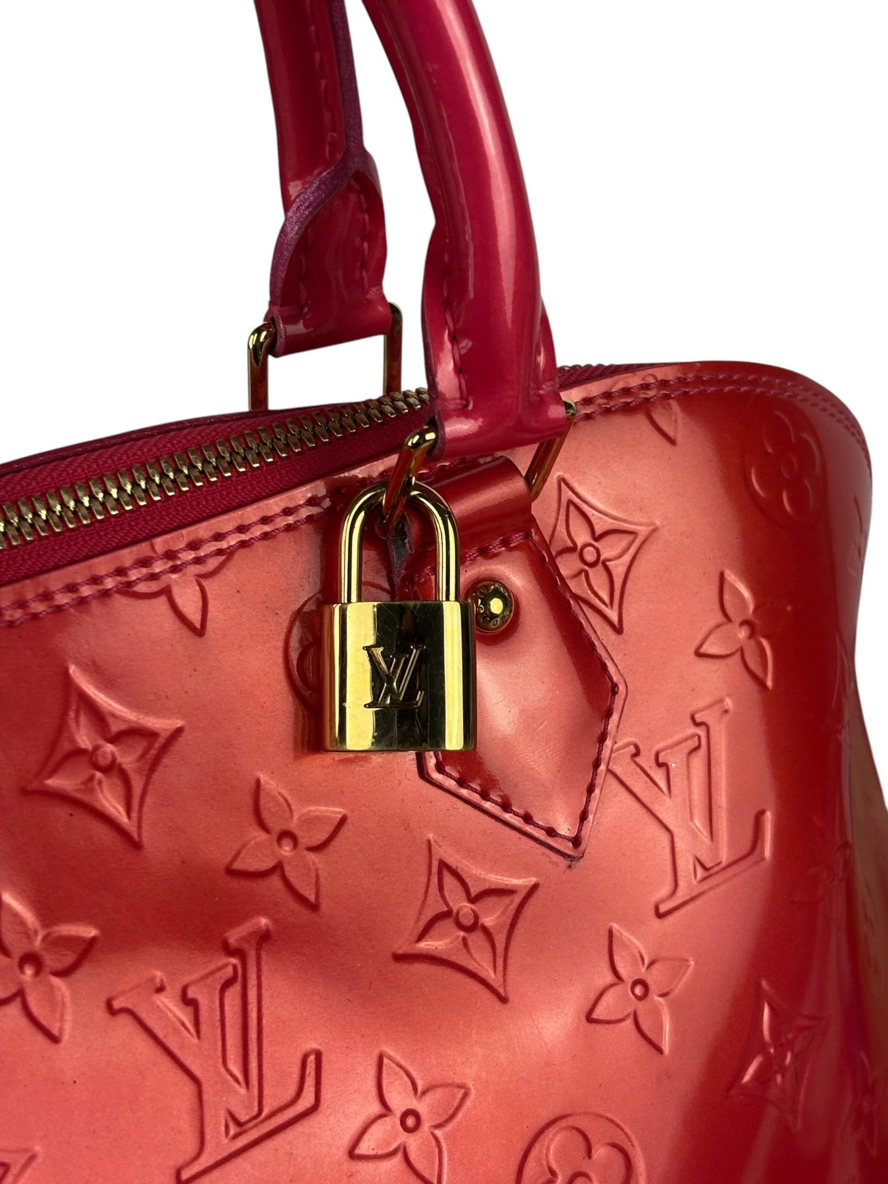 Louis Vuitton Apple Red Vernis Alma Handbag GM