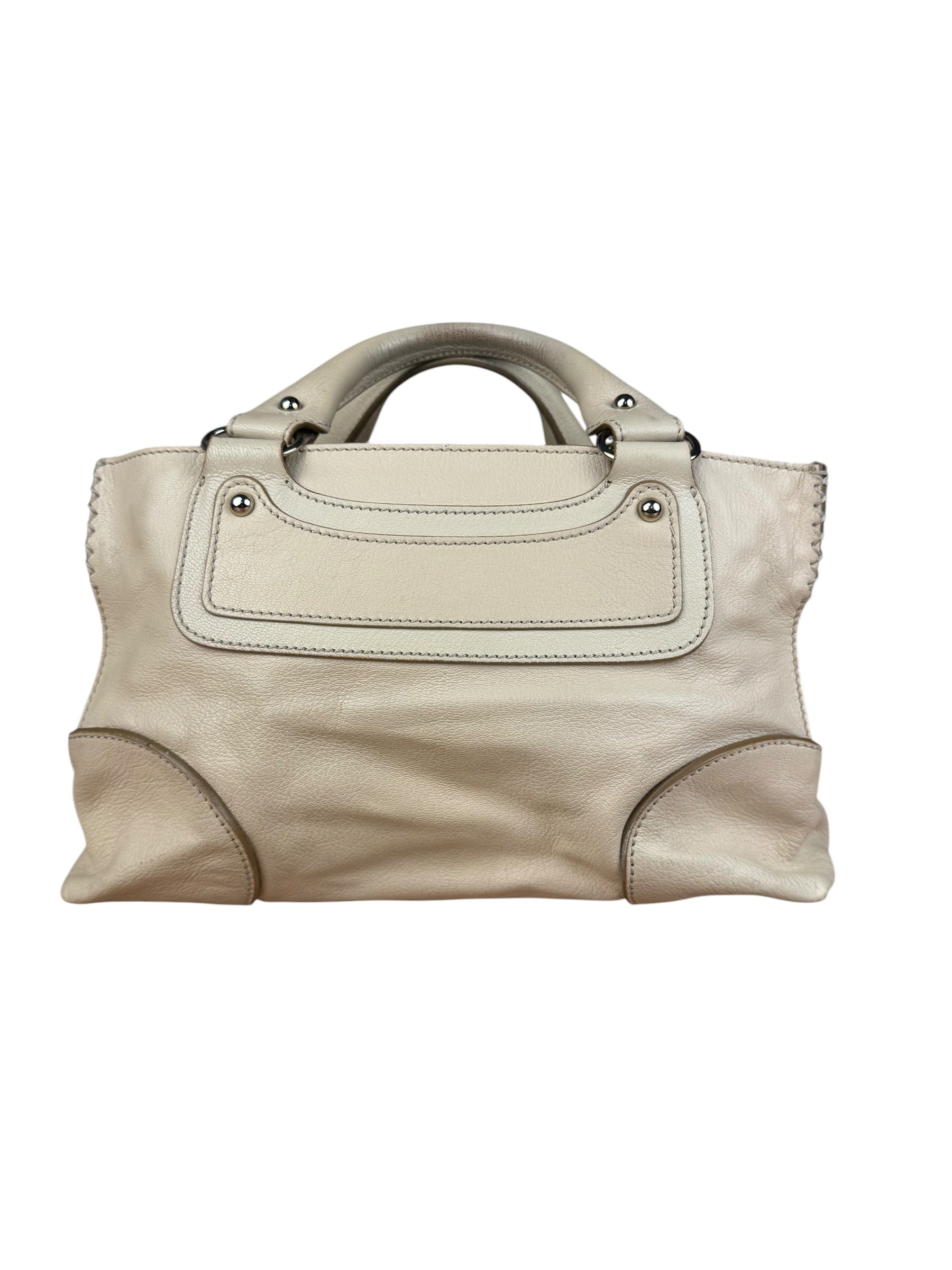 Celine Vintage Ivory Leather Boogie Handbag