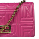 Fendi Roma Pink Leather Embossed Wallet on Chain
