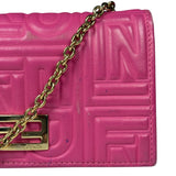Fendi Roma Pink Leather Embossed Wallet on Chain
