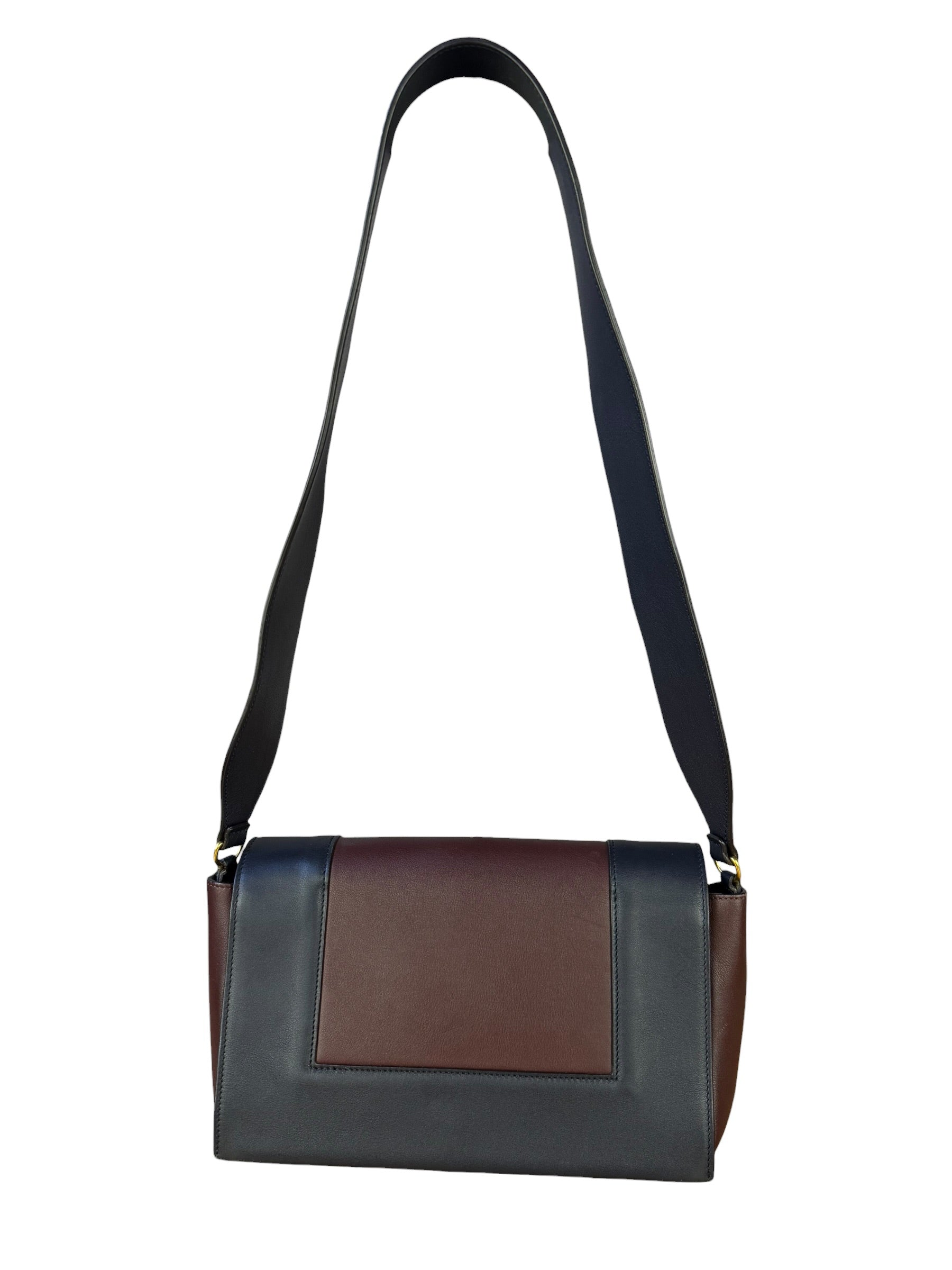 Celine Navy Blue/Burgundy Medium Frame Shoulder Bag