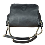 Tory Burch Black Marion Whipstitch Flap Shoulder Bag
