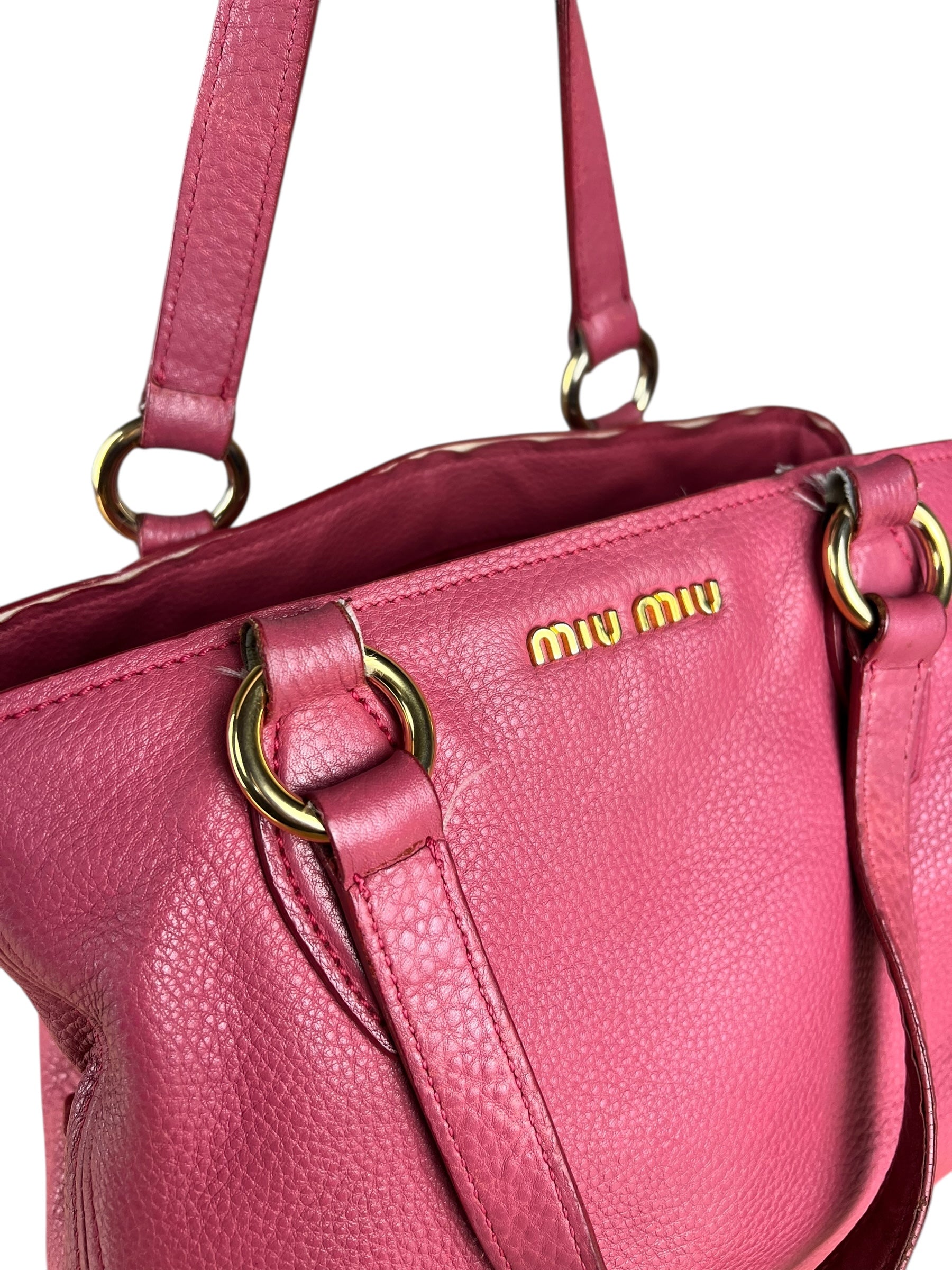 Miu Miu Pink Leather 2Way Tote Bag