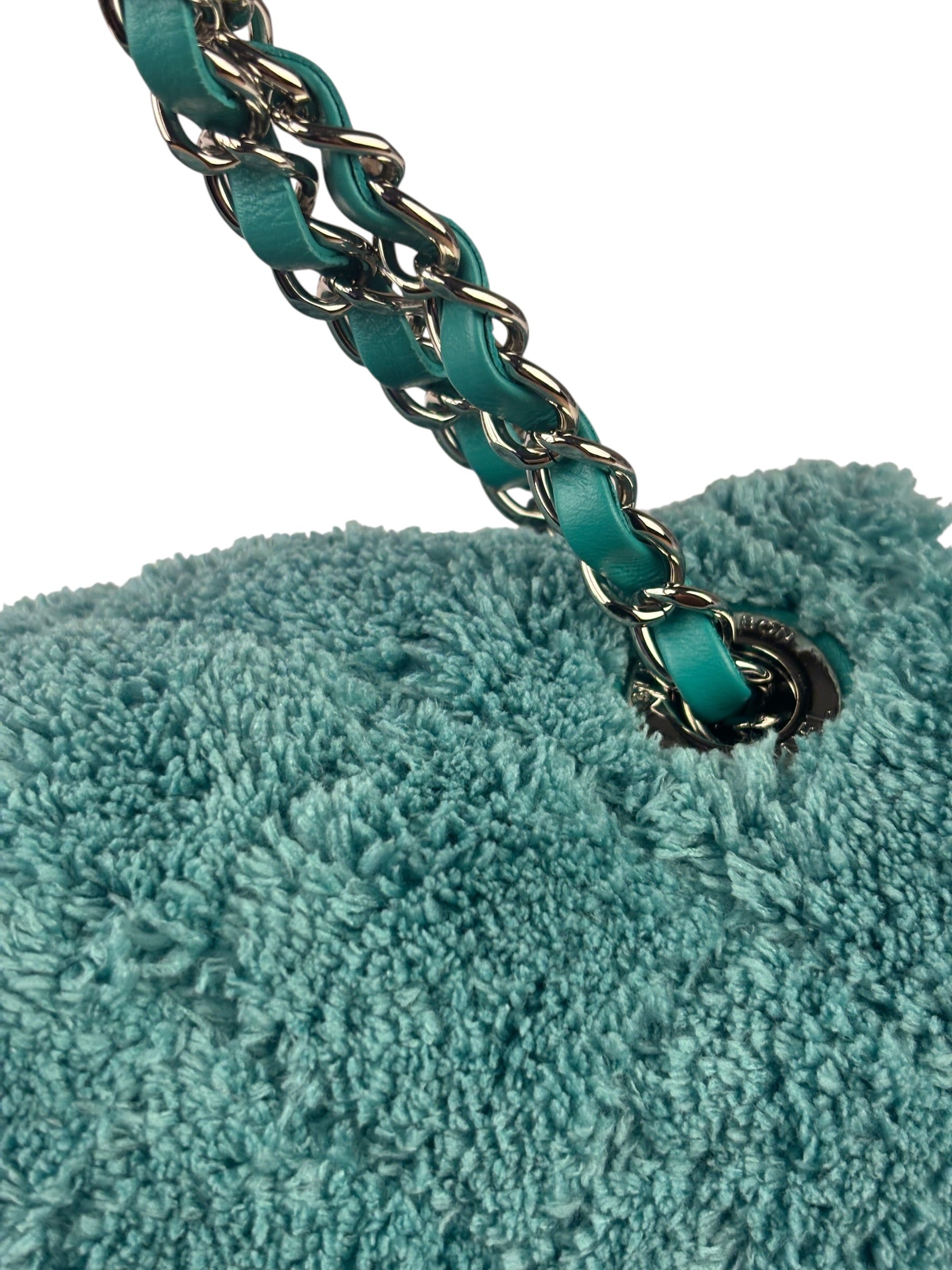 Chanel Mint Green Quilted Terry Cloth Coco Beach Flap Bag 2019