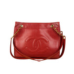 Chanel Red Caviar Leather CC Logo Tote Bag