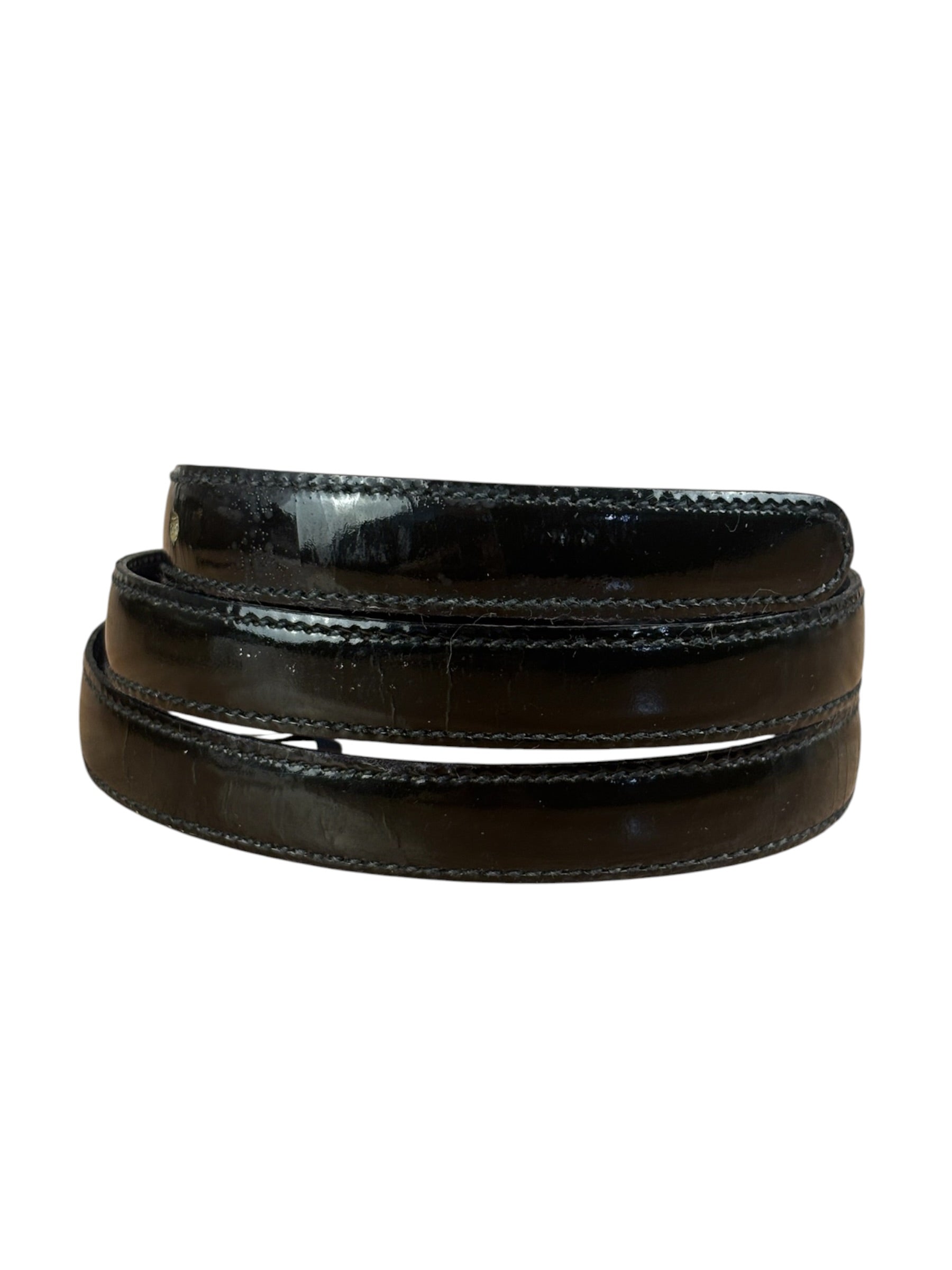 Celine Vintage Black Leather Horse Carriage Rectangular Plate Buckle Belt