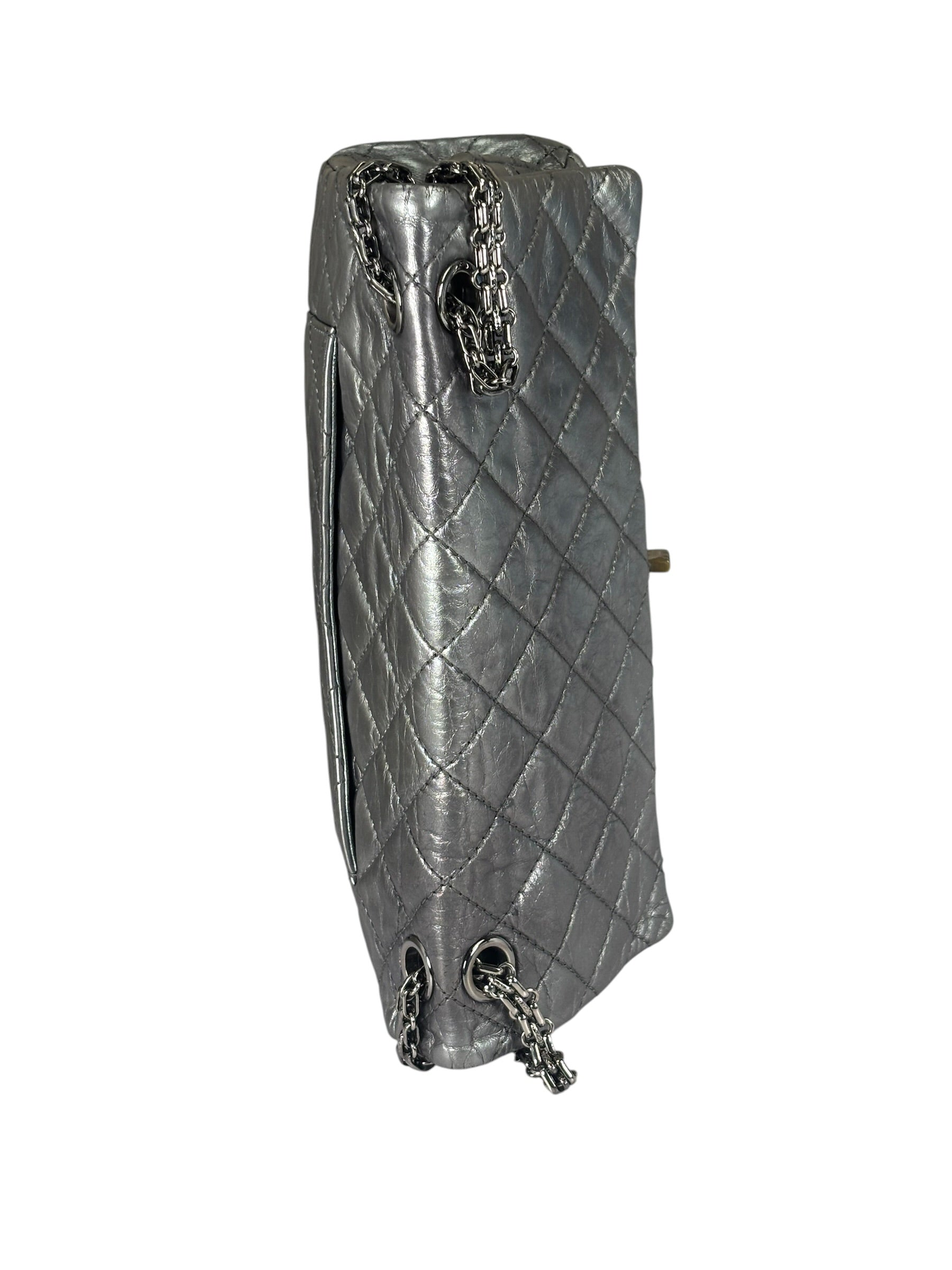 Chanel Metallic Silver Quilted Leather 2.55 Reissue Double Flap Bag 2008