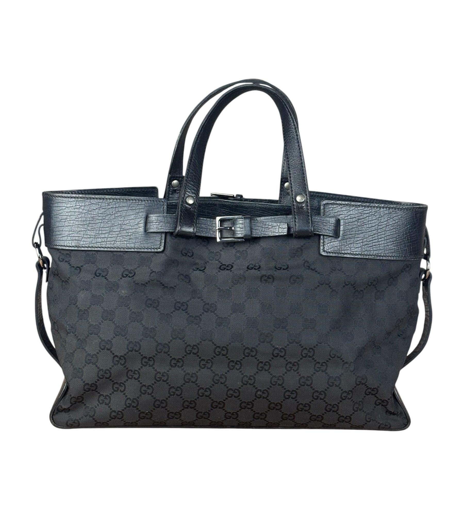 Gucci Black GG Canvas Tote Hand Bag
