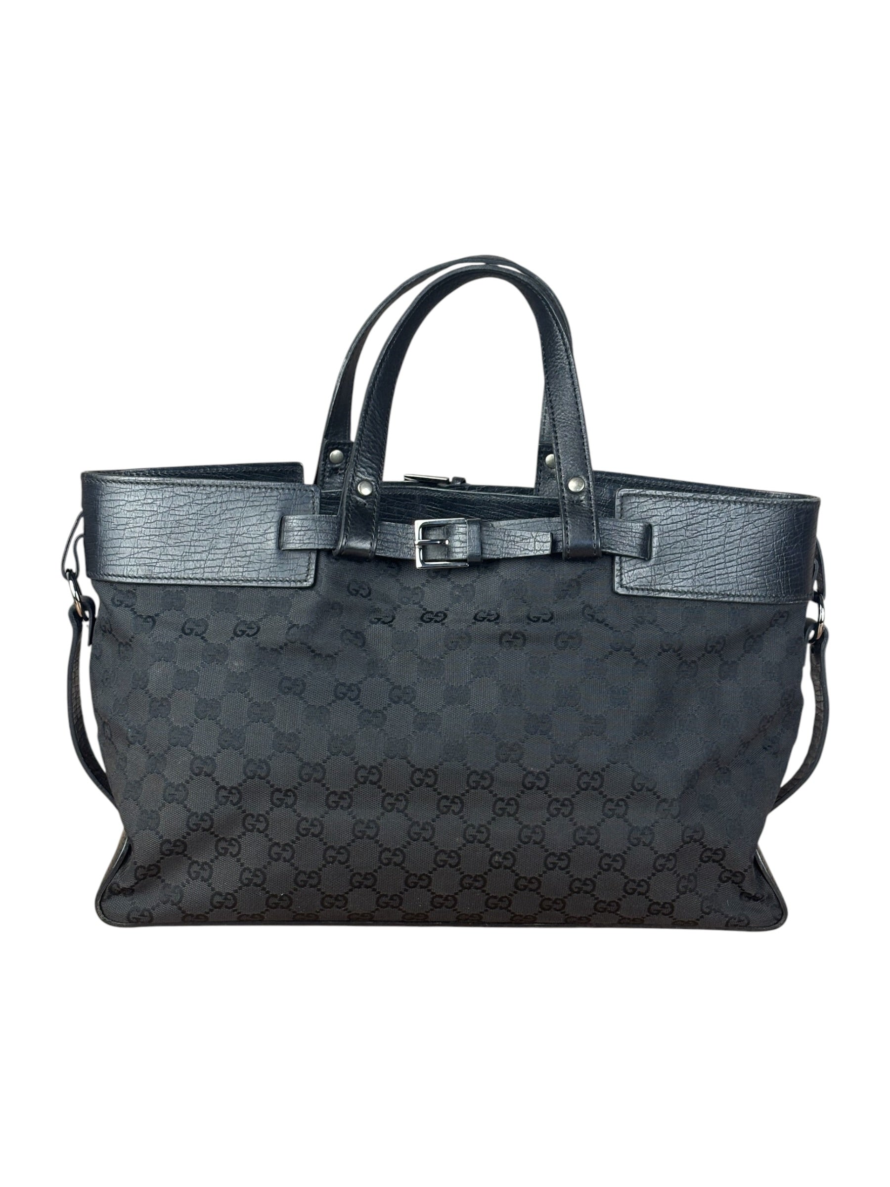Gucci Black GG Canvas Tote Hand Bag
